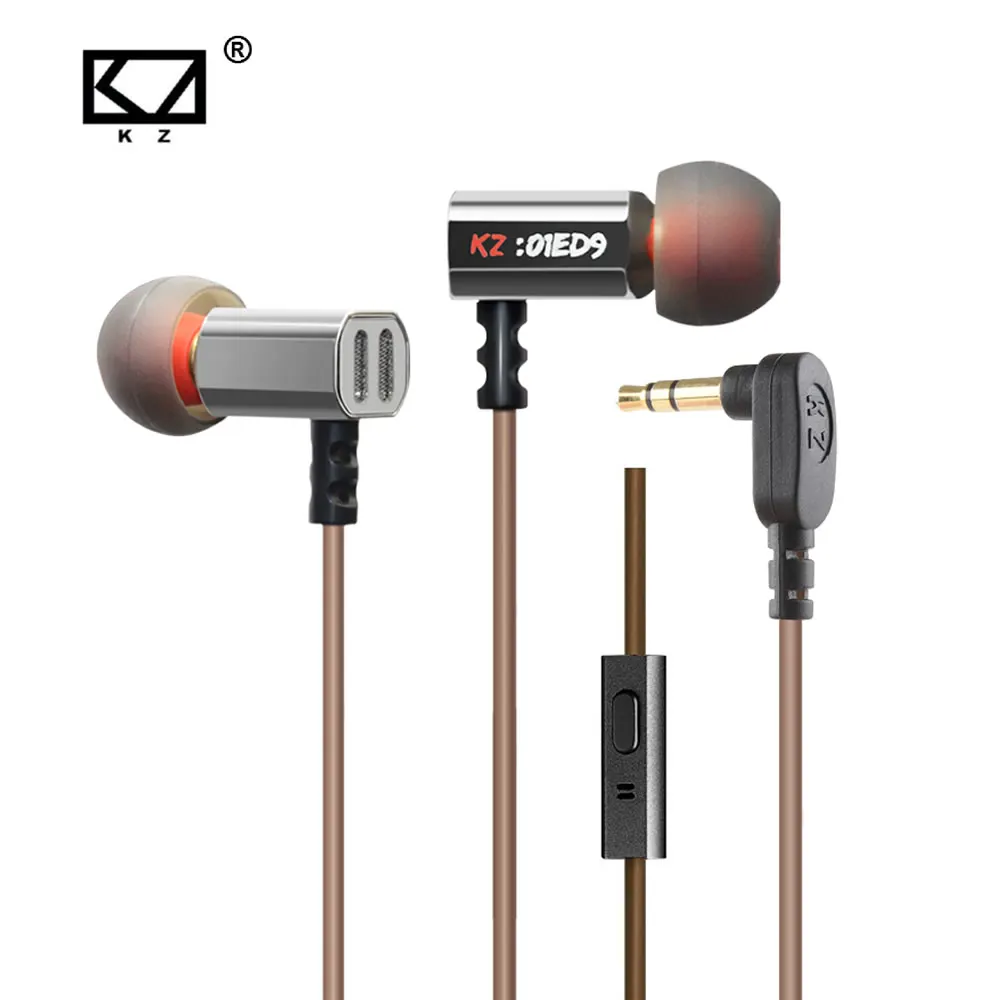 Original KZ ED9 Super Bass In Ear Music Earphone With DJ Earphones HIFI Stereo Earbuds Noise Isolating Sport Earphones With Mic kz ed9 in ear 3 5mm super bass in ear earphones silver