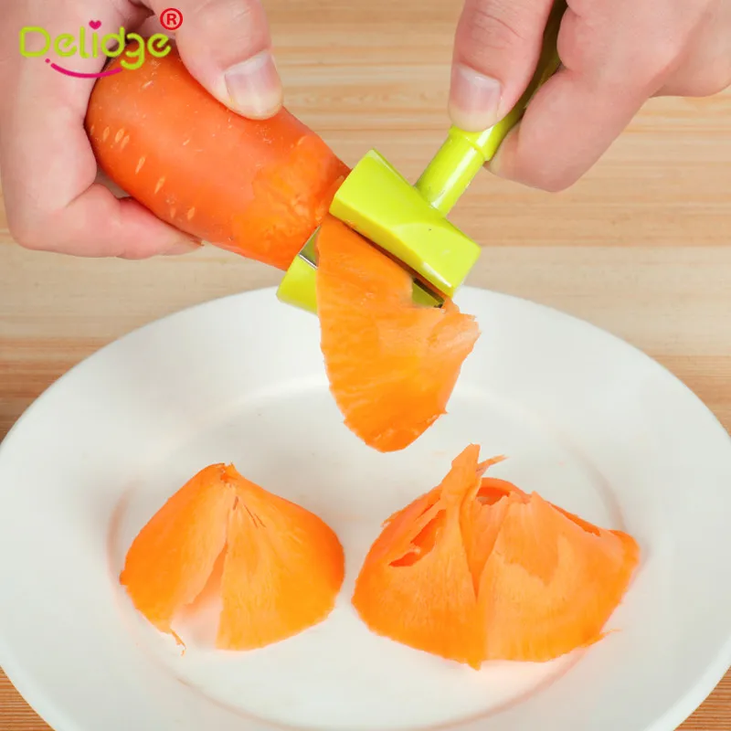 Delidge 1 قطعة الجزرة الزينة الفولاذ المقاوم للصدأ الخيار زهرة بكرة تزيين صانع طويلة مقبض تمزيق القطاعة