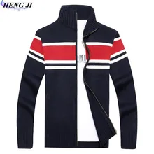 HENG JI 2017 han edition winter new men’s knitwear, casual collar stripe knit sweater, high quality sweater, free shipping