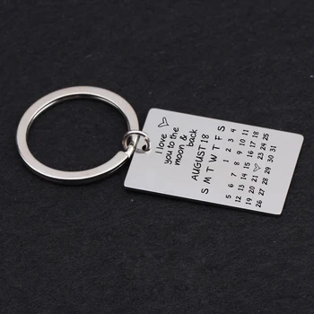 

customizable date Calendar Special day Keychain anniversary Couples lovers keys holder tag charm Wedding anniversary keyring