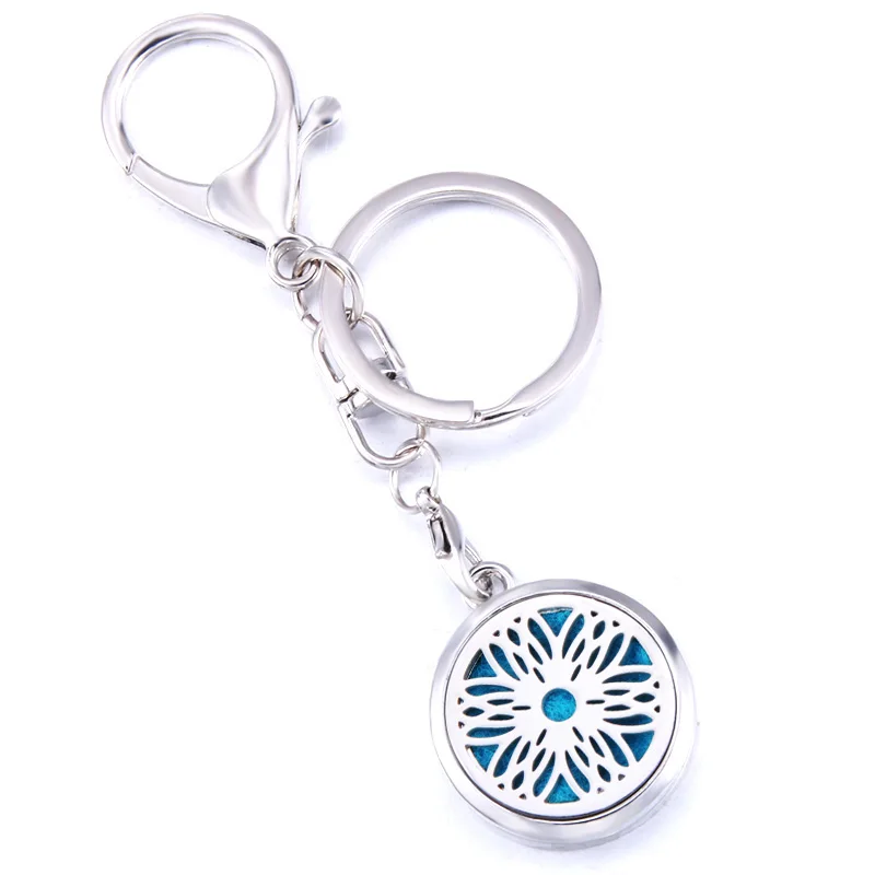 

Classic Pattern Fashion Perfume Aroma Locket Keychain Stainless Steel Aromatherapy Essential Oil Diffuser Box Keyring Jewelry