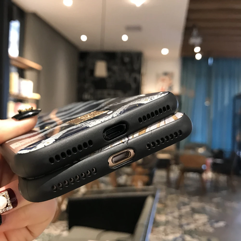 Luxury Gold Foil Glitter Phone Case For iPhone XS Max XR X Soft TPU Marble Stripe Cover For iPhone 7 8 6 6s Plus Case Coque (6)
