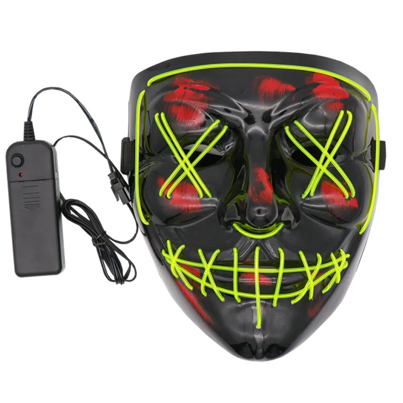 Alloween маска светодиодный L провод светящаяся Призрак Маска мигающий светильник маска для Хэллоуина страшный косплей маскарад Вечерние светящиеся маски