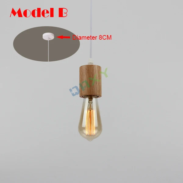 E27 деревянный держатель подвесные лампы с черной проволокой/белый провод Внутренний светильник для одежды магазин столовая паб [D9564] - Цвет корпуса: Model B White Wire