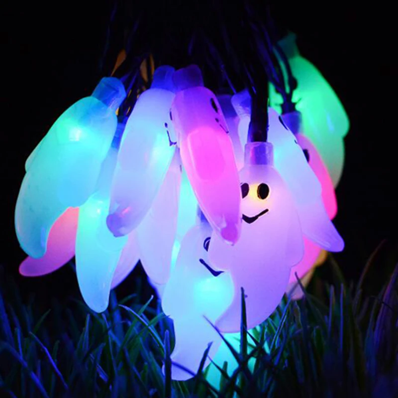 Garland 30 Led Solar Power Halloween Ghost String Light For Halloween Party Decor Halloween String Lights Curtain Led Lights (6)