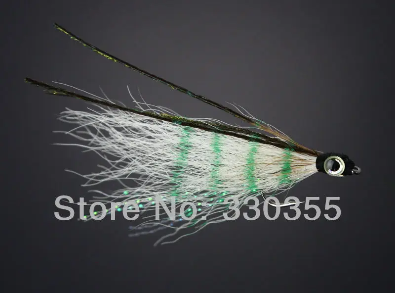 

100 Pcs Deceiver Flies White/Green/Shiner Fly Fishing Lures