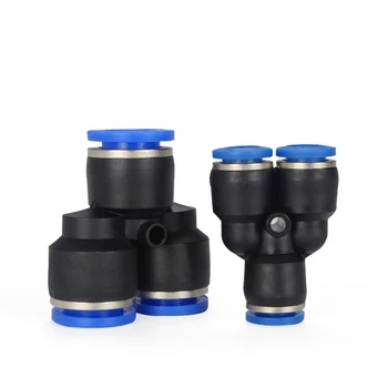 

Quick Release Air Fitting Fit 4/6/8/10/12/14/16mm OD Tube Y-Shaped 3 Way Spliter Pneumatic Push In Connector