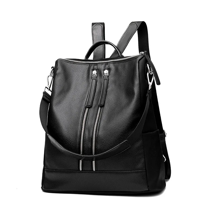 Women pack a new wave of wild soft leather double shoulder style college style