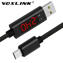 VOXLINK Micro USB кабель напряжение и ток интеллектуальный дисплей Синхронизация данных USB кабель для samsung Xiaomi huawei Android USB кабель