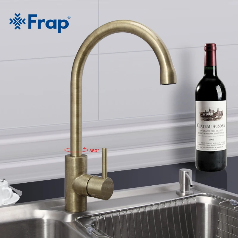 

Frap New Arrival Retro Style Bronze Brushed Kitchen Faucet Cold and Hot Water Mixer Single Handle 360 Degree Rotation F4052-4