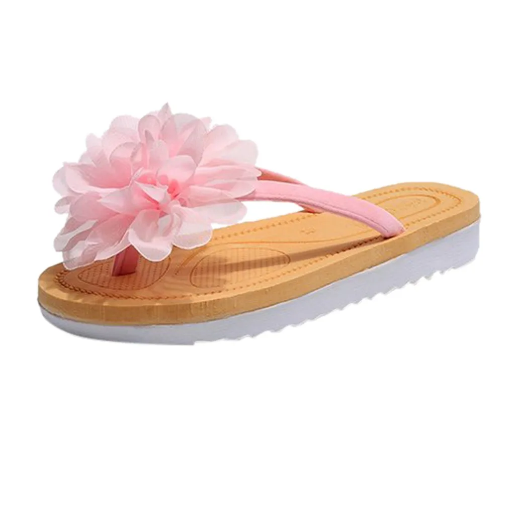 YOUYEDIAN унисекс пляжные сандалии для прогулок Для женщин летние сандалии, тапочки на плоской подошве с цветочным рисунком пляжные шлепанцы без задника с открытыми пальцами тапочки# g40