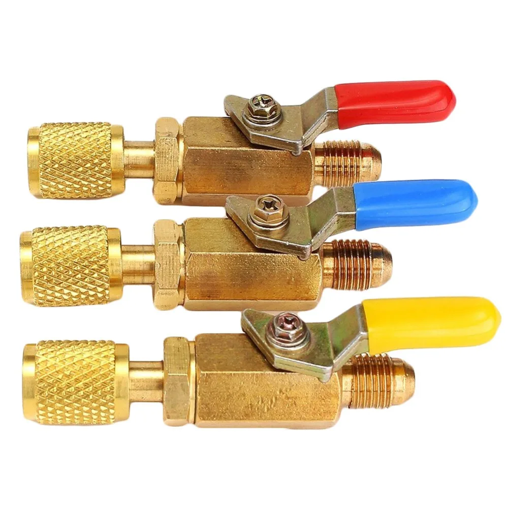 

Air Conditioning Refrigerant Color Coded R134A Shut Valves Durable Safe Tools for A/C HVAC Refrigeration Charging Hoses#280083