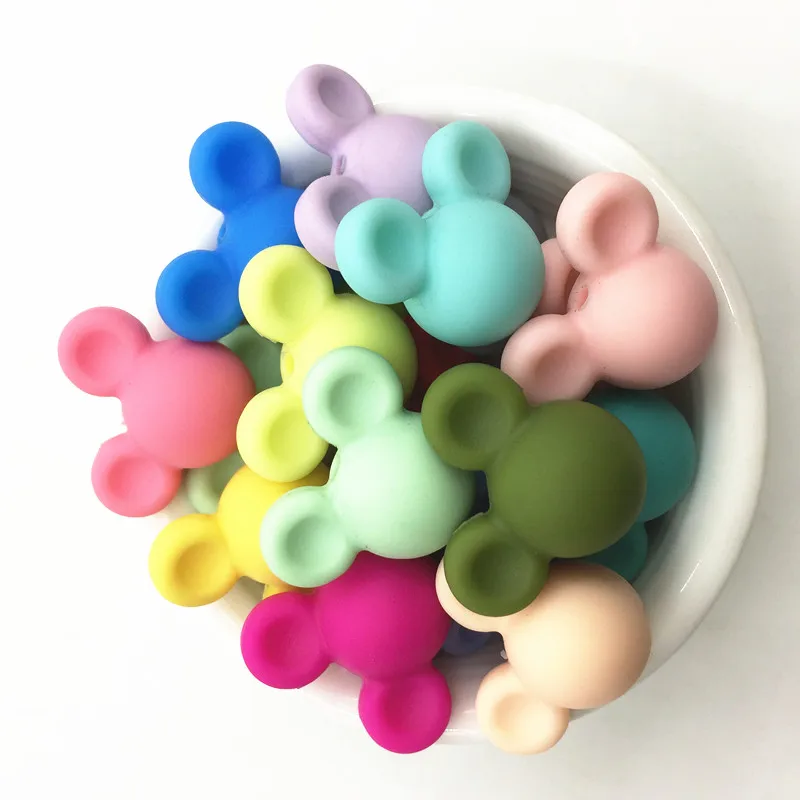Новинка силиконовые бусины с рисунком Микки Мауса 30 шт./лот|teething beads|loose beadssilicone beads