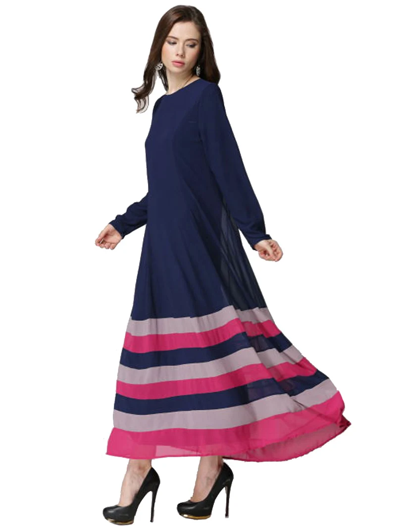 Турецкая женская одежда с вышивкой мусульманское платье-Абая мусульманская Абая s одеяние мусульмане Vestidos Longos одежда Дубай Кафтан Giyim красный - Цвет: Navy     abaya