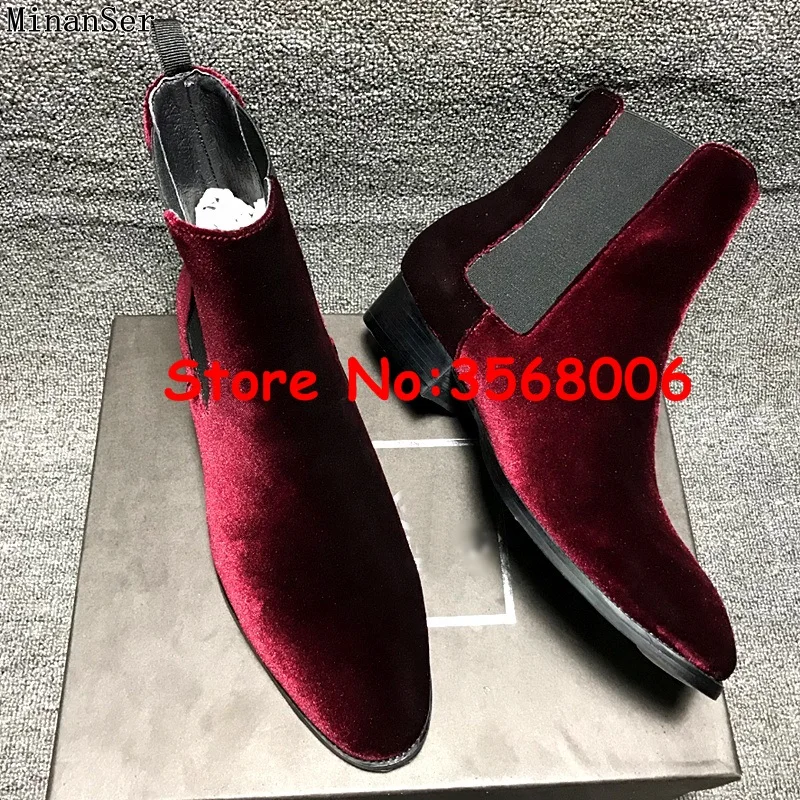 red velvet chelsea boots