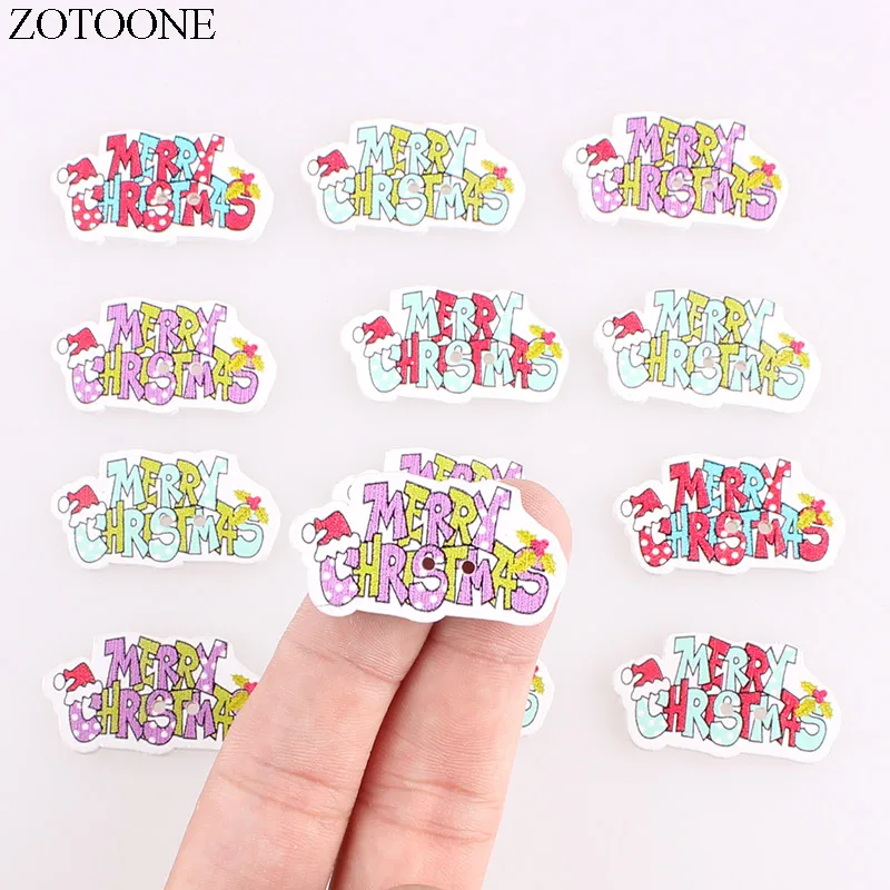 

ZOTOONE Letter Christmas Wooden Buttons For Crafts Clothing Diy Handmade Scrapbooking Accessories Sewing Wood Button Scrapbook