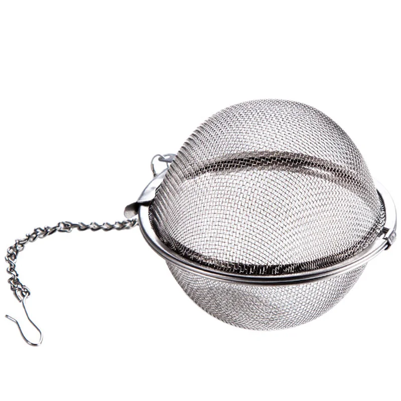 

2PCs 304 Stainless Steel Spice Ball With Chain Visible Soup Brine Filter Stew Seasoning Storage Box Kitchen Cooking Tool