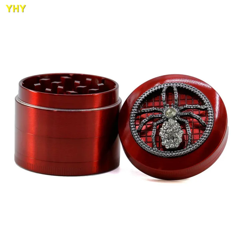 Mettle 4 Layers Diameter 50 MM Multi Colors Zinc Alloy Diameter 50MM Spider Herb Grinder Tobacco Crusher  06