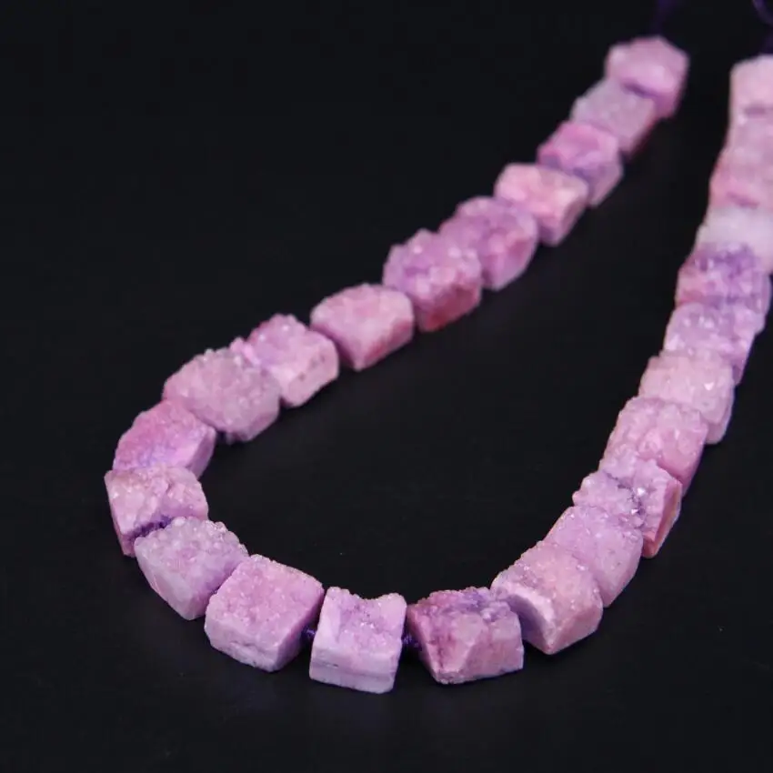 

15.5"strand Purple Titanium Natural Quartz Geode Druzy Freeform Square Slab Nugget Pendant Beads,Raw Crystal Drusy Slice Jewelry