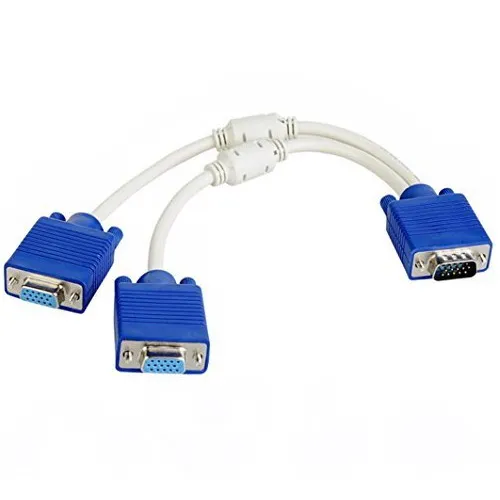 VGA 15 Pin PC SVGA Male to 2 Female Monitor Dual Double Y Adapter Splitter Cable