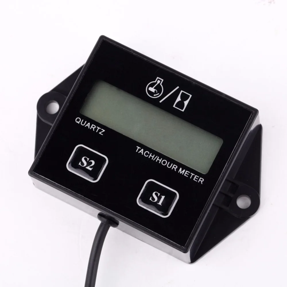 Lcd Digital Engine Tach/hour Meter Gauge Rpm Hour Display For 2/4 Stroke Spark Plug Gas Engine