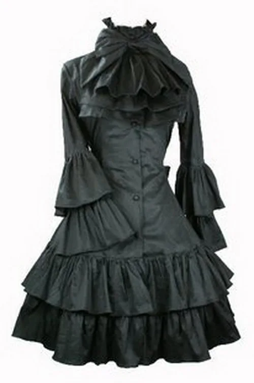 Support Dance Women Butterfly Sleeve Gothic Lolita Dress With Removable Neck Ornament L15