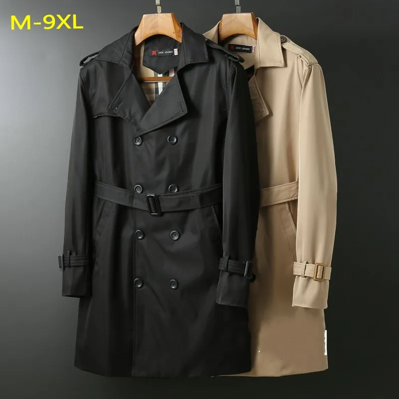 Зима Осень размера плюс M-6xl 9xl 8xl мужской бархатный Тренч отложной воротник свободный двубортный X-long куртка с поясом пальто