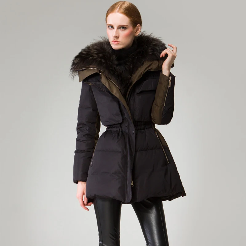 Buy European Women Coat Winter Warm Clothes Big fur collar White Duck Down