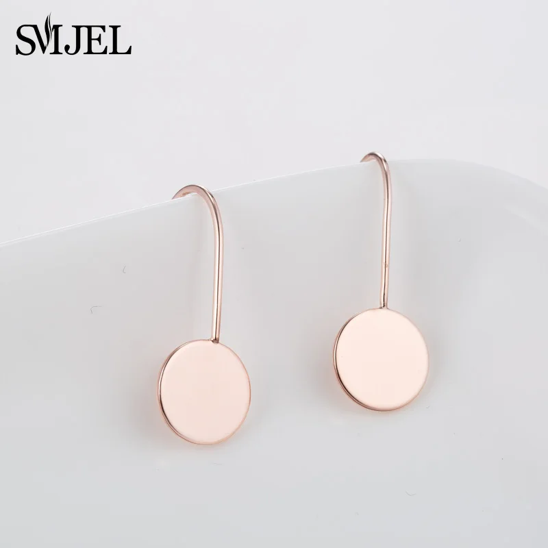 SMJEL Новые простые круглые серьги длинные женские золотые геометрические висячие