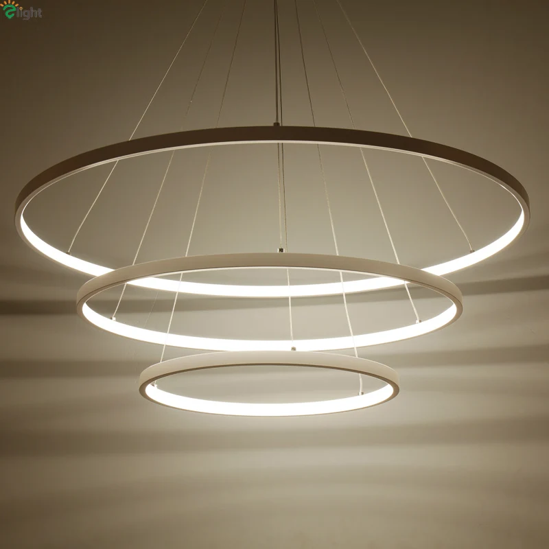 Современные DIY Алюминиевые кольца Led подвесные люстры свет блеск акриловые