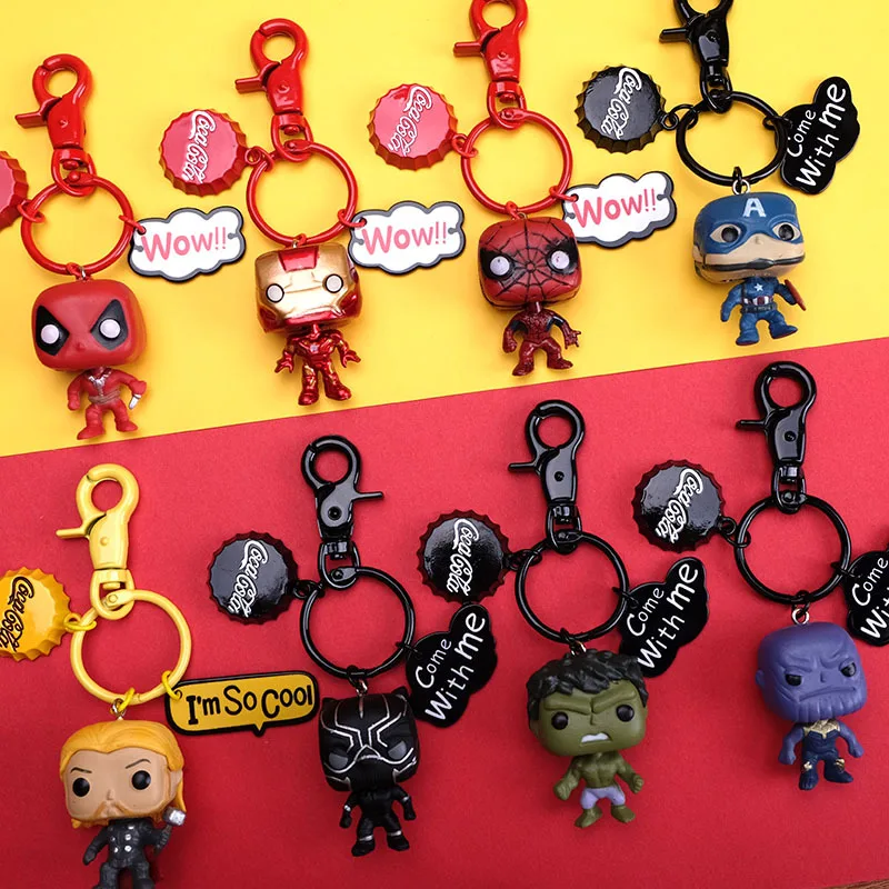 

Creative cartoon cute version of the US captain Iron Man Spider-Man Keychain men and women personality DIY small gifts