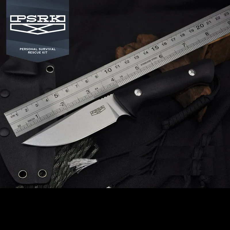 

PSRK DC53 Steel Blade G10 Handle Fixed Knife Tactical Outdoor Small Knife Hunting Camping Survival Cutting Tool 60-61HRC Gift
