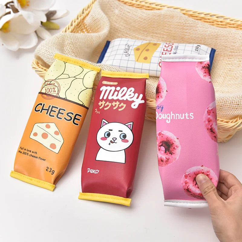 

2019 New Arrival Korea Style Pu Leather Pencil Bag Girls and Boys Lovely Pen Case for school Student 1Set Free Shipping