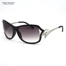 Модель года; стиль Роскошные модные женские черные большие солнцезащитные очки с вычурный металлический ноги очки B044