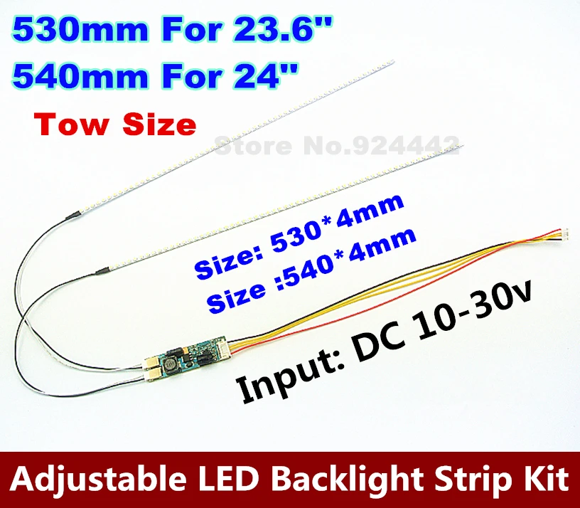 

1PCS 23.6" 530mm 1PCS 540mm 24" Adjustable brightness led backlight strip kit,Update inch LCD ccfl panel to LED backlight