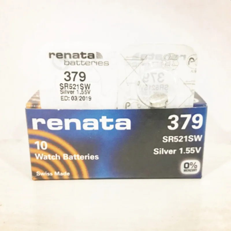 100 шт./лот часы с оксидом серебра renata 379 SR521SW 521 1 55 V 100% оригинальный бренд батарея |
