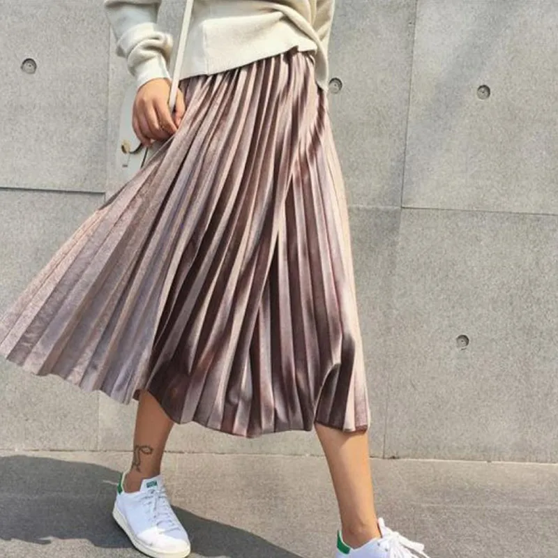 

Ccibuy Women Skirt High Waisted Skinny Female Velvet Long Skirt Pleated Skirts Harajuku Women Clothing New Arrival