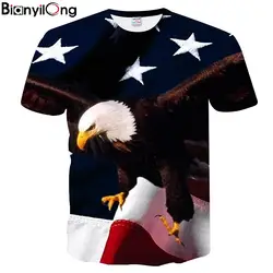 2018 модные летние классный Орел Hawk печатных футболки Лето американский флаг футболки унисекс Для Мужчин's 3D футболка Thip-хоп Стиль топы