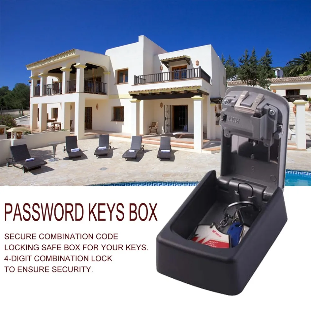 Сильный цинковый сплав 4 цифры по ценам от производителя Комбинации пароль Футляр для ключей ключ коробка для хранения Организатор ящик настенный домашний кодовый защитный замок ящик для ключей
