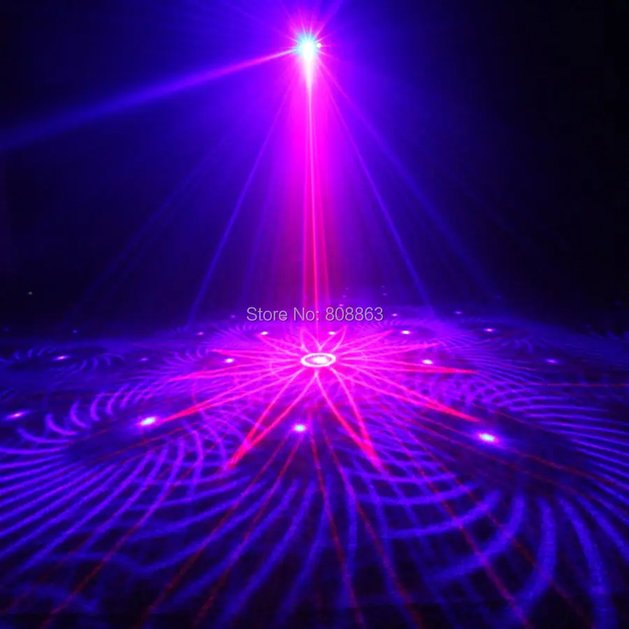 Мини 3 объектива R & B ЛАЗЕР 24 шаблонов лазерный проектор синий светодиодный клуб Вечеринка бар DJ диско танцы Xmas KTV домашний прожектор для