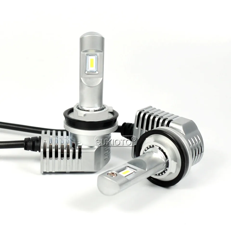 SUKIOTO 2PCS LED Headlight H7 H11 H8 HB4 HB3 9004 5202 H16EU Auto Headlamp Bulbs 5 Patent LED 6500K 40W Car Styling accessories (2)
