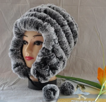 

Hot Sale Rabbit Fur Hat Genuine Leather Hat Ear Protector Cap Women's Hot-selling Eslpodcast Rex Rabbit Hair,