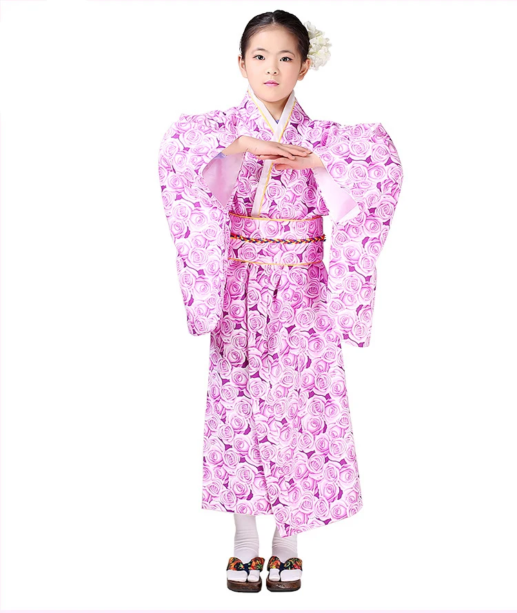 Японский Стиль маленьких Обувь для девочек халат кимоно Малыш Хлопок Юката дети Этап платье для сцены ребенок Костюмы для косплея