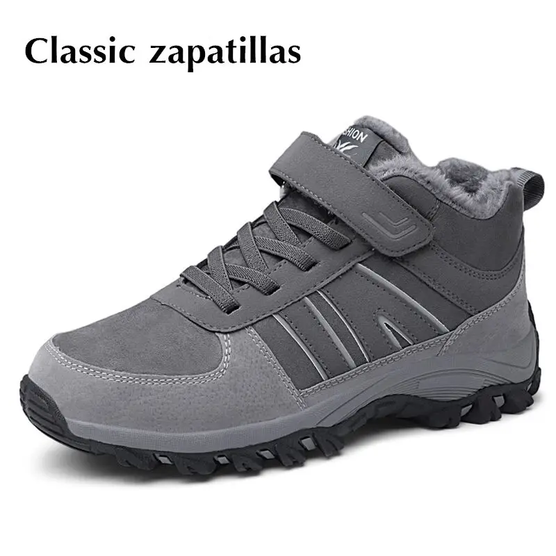 

New Men Boots Winter With Fur 2018 Warm Snow Boots Men Winter Boots Work Shoes Men Footwear Fashion Rubber Ankle Shoes 35-46