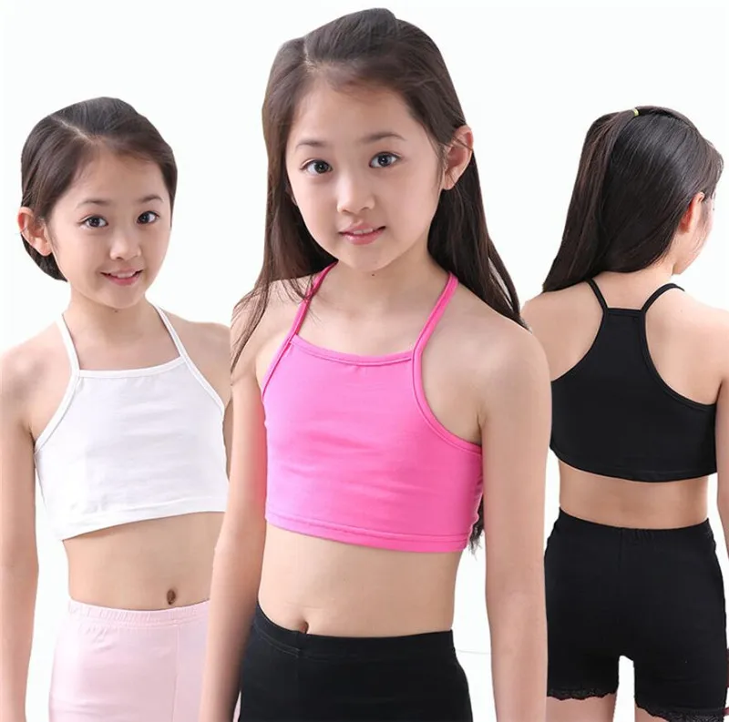 

Girls' Light-Compression Cami Sports Bra Underwear Candy Color Cotton little Girl Sling Development Period Primary School Vest
