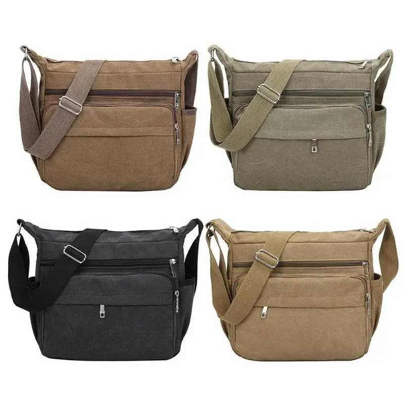 

Men Casual Messenger Bag Solid Retro Shoulder Bags Zipper Casual Crossbody Bags for Male Fashion Men Travel Shoulder Bag Clutch