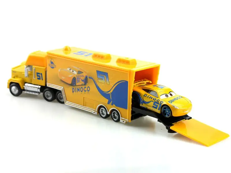 Disney Pixar Cars Mack Truck+ маленький автомобиль Dinoco Cruz Ramirez литая металлическая Игрушечная машина для детей, 1:55, свободная, новинка