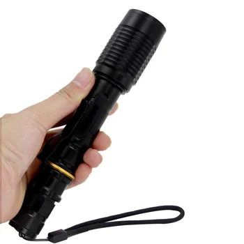 

1pc Protable Aluminum high Powerful T6 3000 Lumens Torch LED Flashlight Torch light For 2x18650 Battery Black PJW