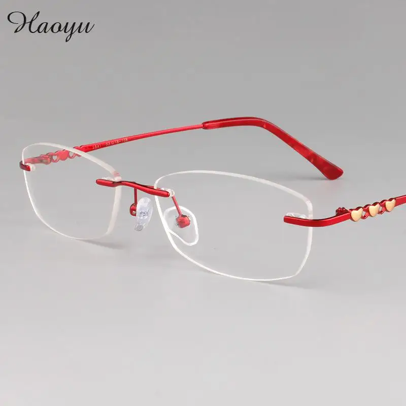 Haoyu Pure Titanium Elegant Lady Without Screw Frameless Frame Fashion