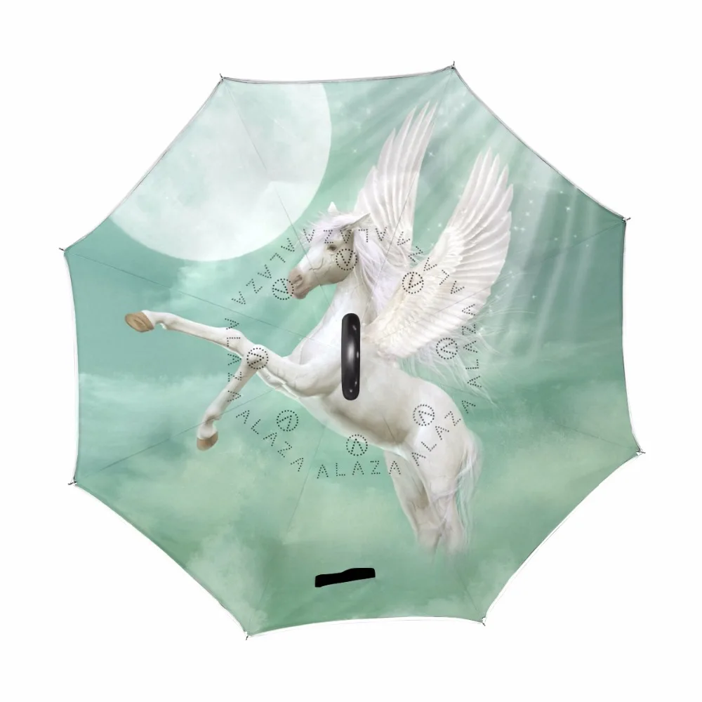 

Double Layer Folding Reverse Unicorn Umbrella Car Inverted Umbrella Anti Ultraviolet Sun Umbrella C-shap Handle for Children